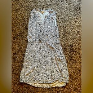 Gap White Black Floral Dress Medium Petite